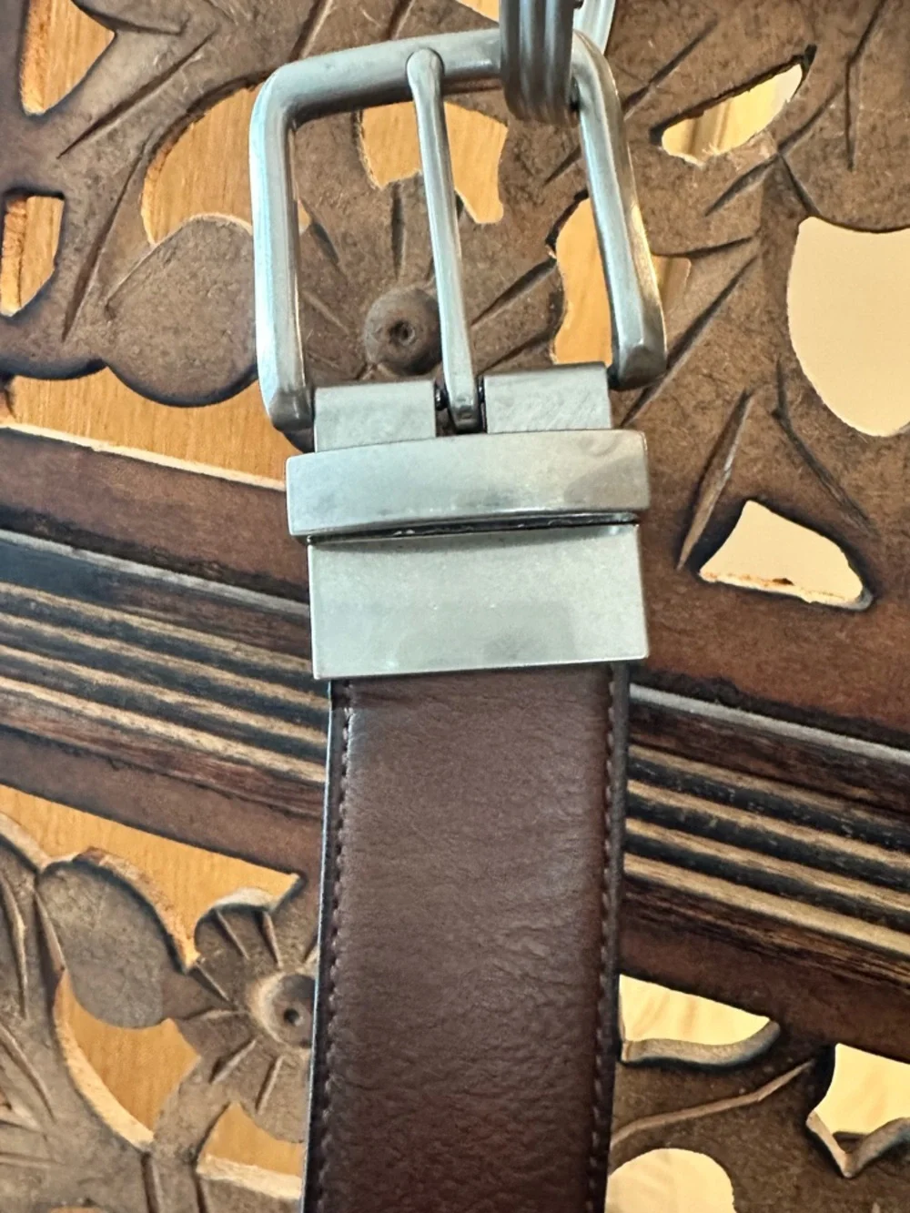Reversible Brown & Black Silver Buckle Belt.